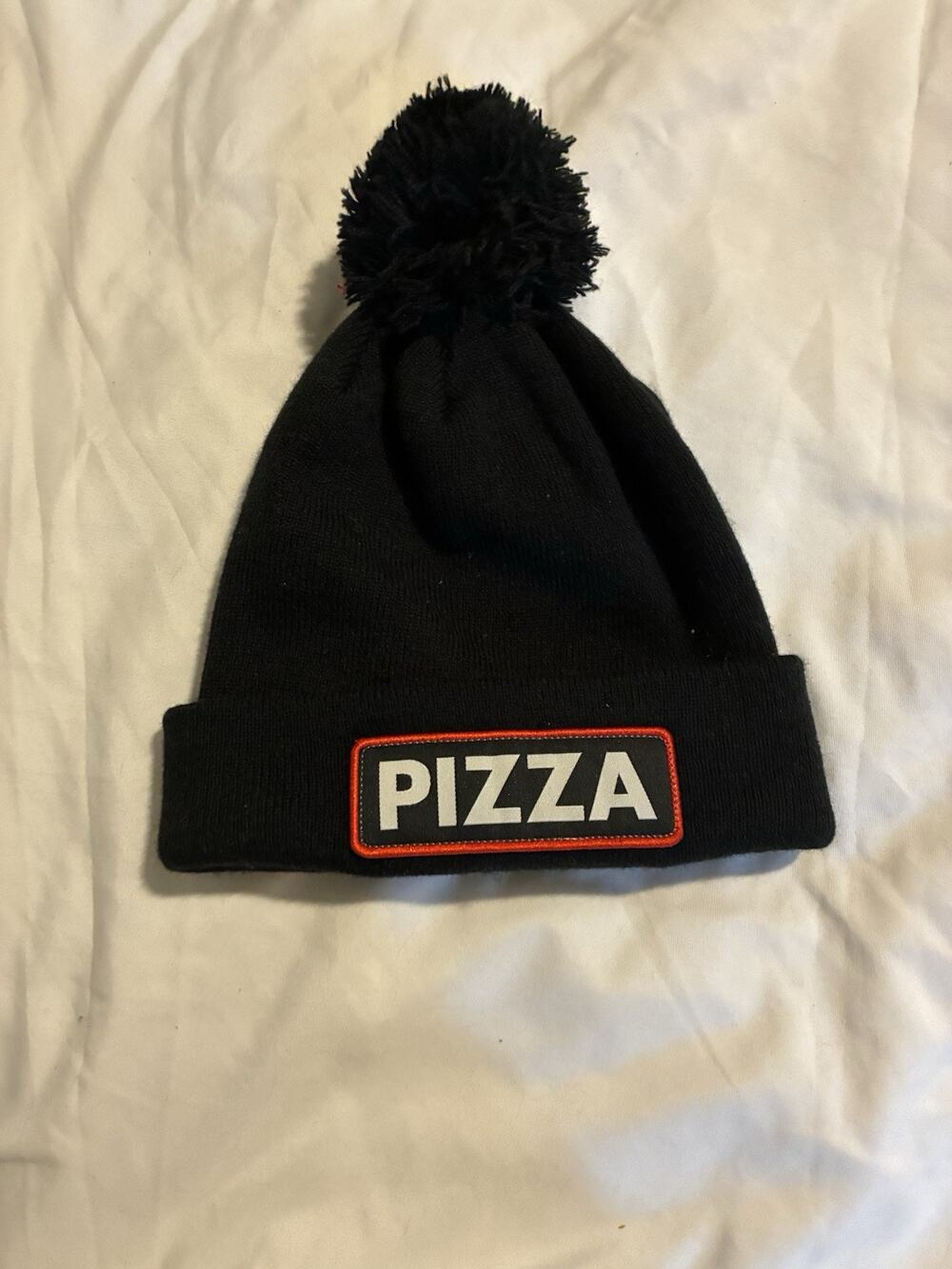 Coal Headwear Vice Patch Cuffed Pom Beanie Hat One Size, Black (Pizza)